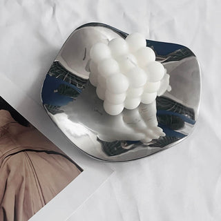Nuance Irregular Wave Mirror Tray Silver