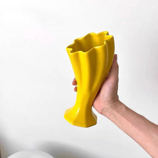 Yellow Trumpet-shaped Ceramic Flower Vase