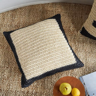 Straw material Monotone cushion cover 2 types  45 x 45 cm