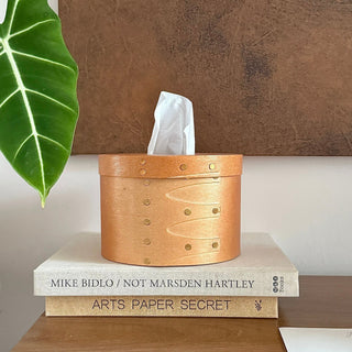Shaker Box Natural Round Tissue Case  Wood