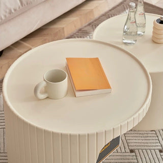 Ivory Round Side Table Nesting Table Storage
