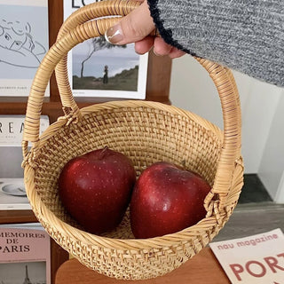Rattan Picnic Basket with Handles Storage Basket