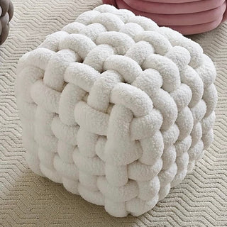 Boucle knitted stool white dresser chair ottoman