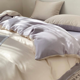 Two-tone satin plain duvet cover set bed cover