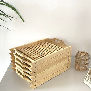 Bamboo Rectangular Tray with Handles Small Item Container