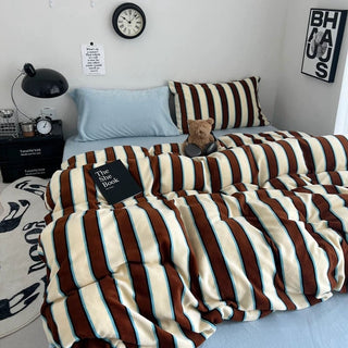 Blue Mix Wide Stripe Winter Duvet Cover Set