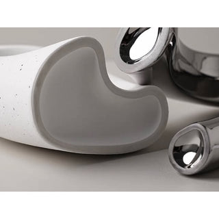 piece set White x Silver Ceramic Flower Vase