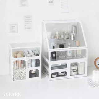 piece set Clear White Cosmetic Storage Box