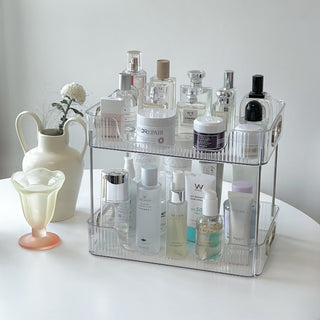 Clear Stripe Pattern Tier Cosmetic Storage Rack