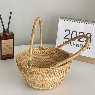 Rattan Picnic Basket with Handles Storage Basket