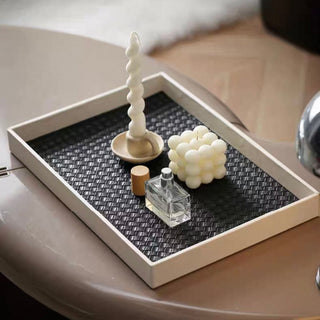 Monochrome Square Woven Leather Tray
