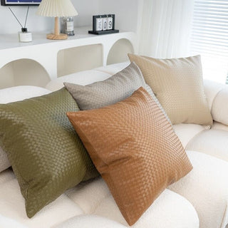 Braided-look faux leather cushion cover