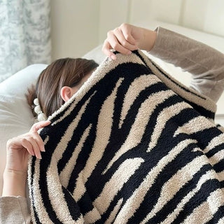 Zebra print large blanket 140 x 180 cm lap blanket knit