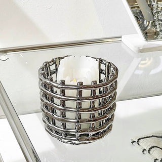 Silver Amiami Ceramic Brush Stand   Small Item Storage Candle Holder