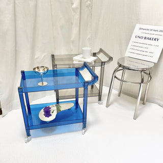 Clear Color Two-Tier Storage Rack Wagon  Side Table