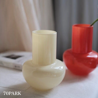 Red Glass Flower Vase