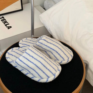 Color Stripe Pile Room Shoes  Indoor Slippers