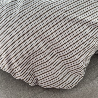 Gray Brown Stripe Cotton Duvet Cover Set 2 Sizes  All Seasons