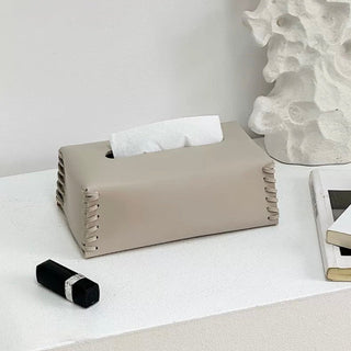 Side Stitch Faux Leather Tissue Case