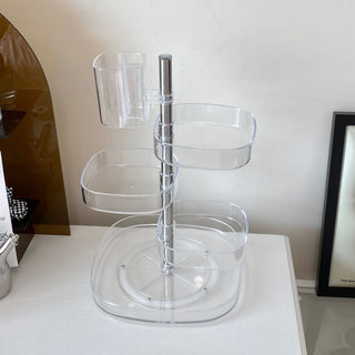 Clear Acrylic Multi-Tier Rotating Rack for Cosmetics Storage