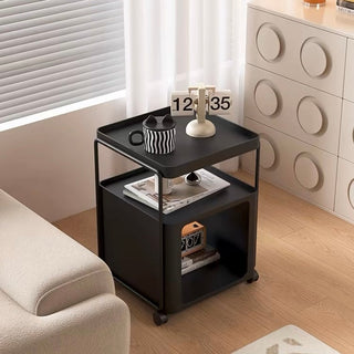 Square storage wagon with castersin  side table