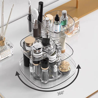 Clear Acrylic Multi-Tier Rotating Rack for Cosmetics Storage
