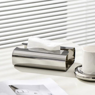 Stainless steel wave tissue case silver