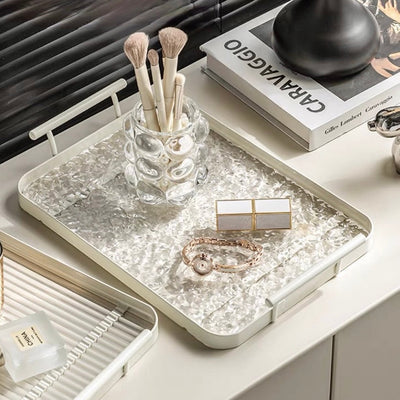 Wavy pattern Clear tray with handle for storage