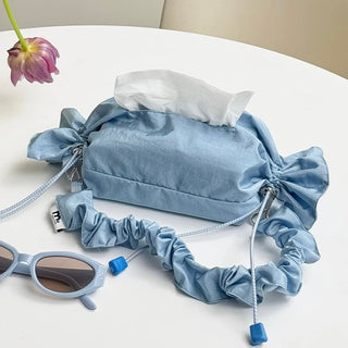 Candy motif gathered tissue case bag hanging water repellent.