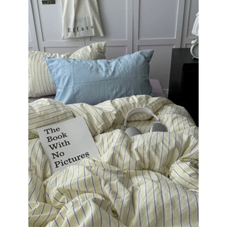 Yellow Mix Stripe Pattern Duvet Cover Set 2 Sizes  Bed Cover All Seasons Year-Round