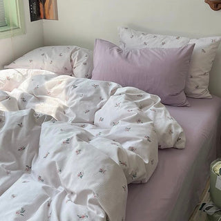 Flower Stripe Duvet Cover Set