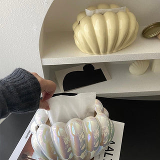 Shell motif ceramic tissue case