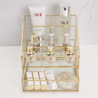 Gold Clear Cosmetic Storage Drawer Set of 2