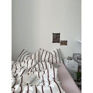 Pink Wide Stripe Duvet Cover Set