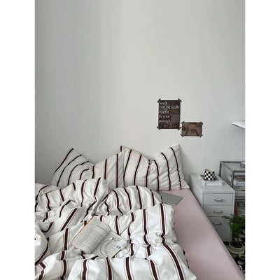 Pink Wide Stripe Duvet Cover Set