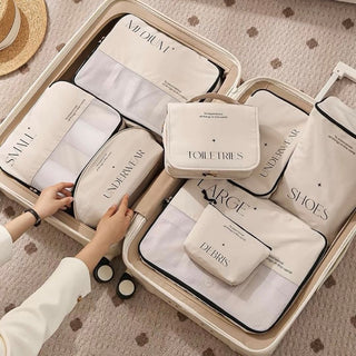 piece set: Lettering storage travel pouch hanging pouch beige