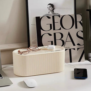 Monochrome Power Strip Storage Cable Box with Lid