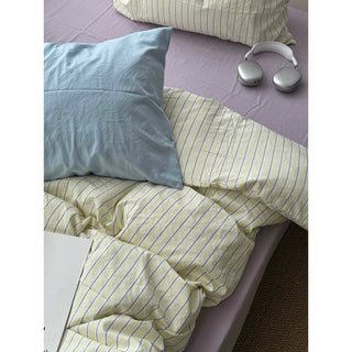 Yellow Mix Stripe Pattern Duvet Cover Set 2 Sizes  Bed Cover All Seasons Year-Round