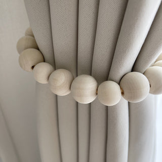 Set of 2 Wooden Bead Curtain Holders White