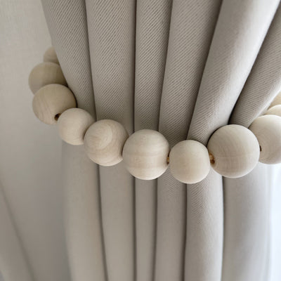 Set of 2 Wooden Bead Curtain Holders White