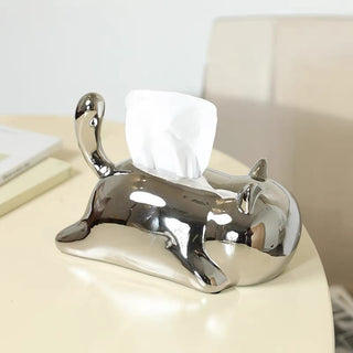 Lying Down Cat Ceramic Tissue Case  Cat Tissue Box