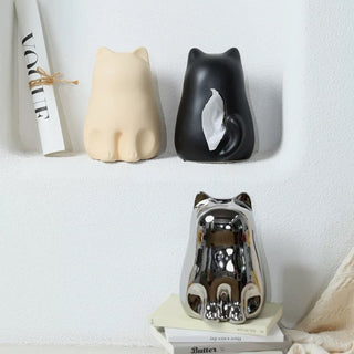 Sitting Cat Ceramic Tissue Case  Cat Tissue Box