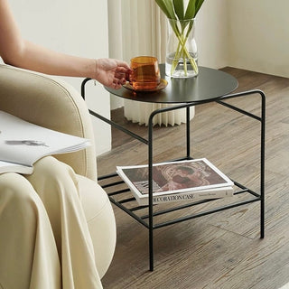 Iron Frame Two-Tier Storage Compact Side Table