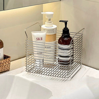 Set of 2  Stainless Steel Wire Stackable Baskets with Handles