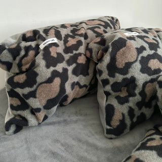 Gray Leopard Print Duvet Cover Set 2 Sizes  Winter Thick Bed Cover Bedding Cover Leopard Print