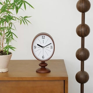 Oval-shaped Retro Wood Stand Clock