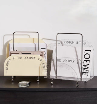 Portable Clear Acrylic Magazine Rack Storage