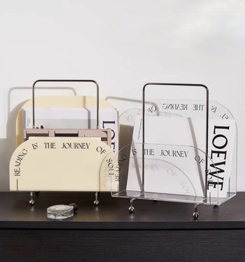 Portable Clear Acrylic Magazine Rack Storage