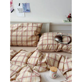 Orange Mix Check Pattern Duvet Cover Set 2 Sizes  All Seasons