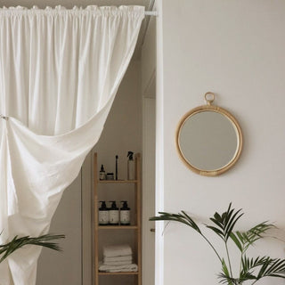 Round-shaped Hanging Rattan Mirror Natural